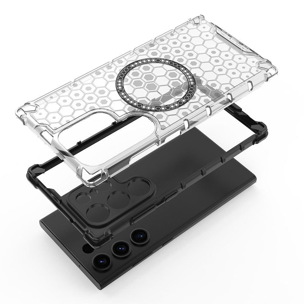MagSafe Case for Samsung Galaxy S24 Ultra S928, Techsuit, HoneyComb Shield, Black