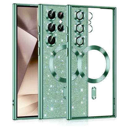 MagSafe Case for Samsung Galaxy S24 Ultra S928, Techsuit, Luxury Glitter, Light Green