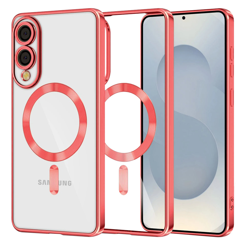 MagSafe Case for Samsung Galaxy S25 Edge S937, Techsuit, Luxury Crystal, Red
