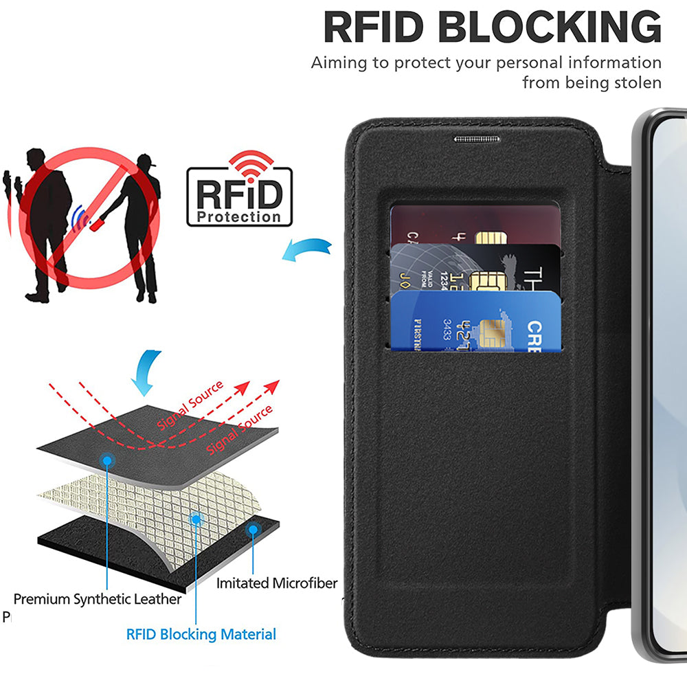 MagSafe Case for Samsung Galaxy S25 Edge S937, Techsuit, SmartMag Book, Black