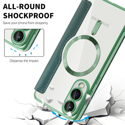 MagSafe Case for Samsung Galaxy S25 Edge S937, Techsuit, SmartMag Book, Green