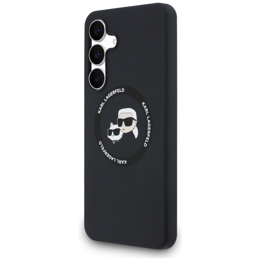 MagSafe Case for Samsung Galaxy S25 FE, Karl Lagerfeld, Silicone Karl & Choupette's Heads, Black
