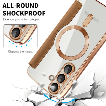 MagSafe Case for Samsung Galaxy S25+ S936, Techsuit, SmartMag Book, Brown