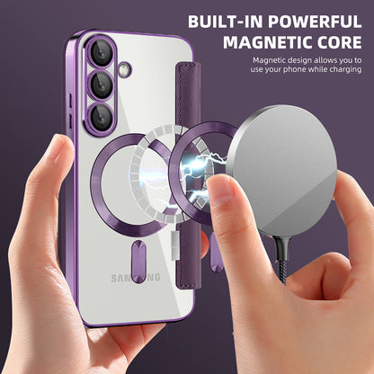 MagSafe Case for Samsung Galaxy S25+ S936, Techsuit, SmartMag Book, Purple