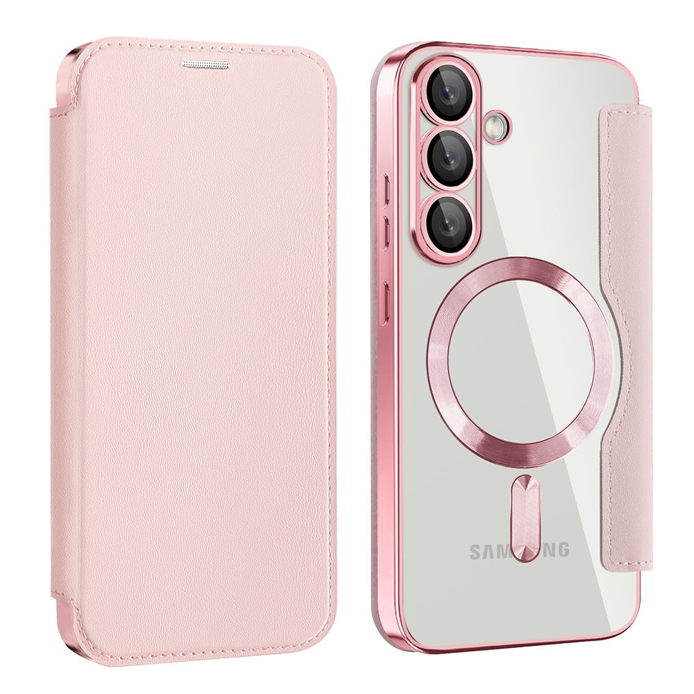 MagSafe Case for Samsung Galaxy S25+ S936, Techsuit, SmartMag Book, Pink