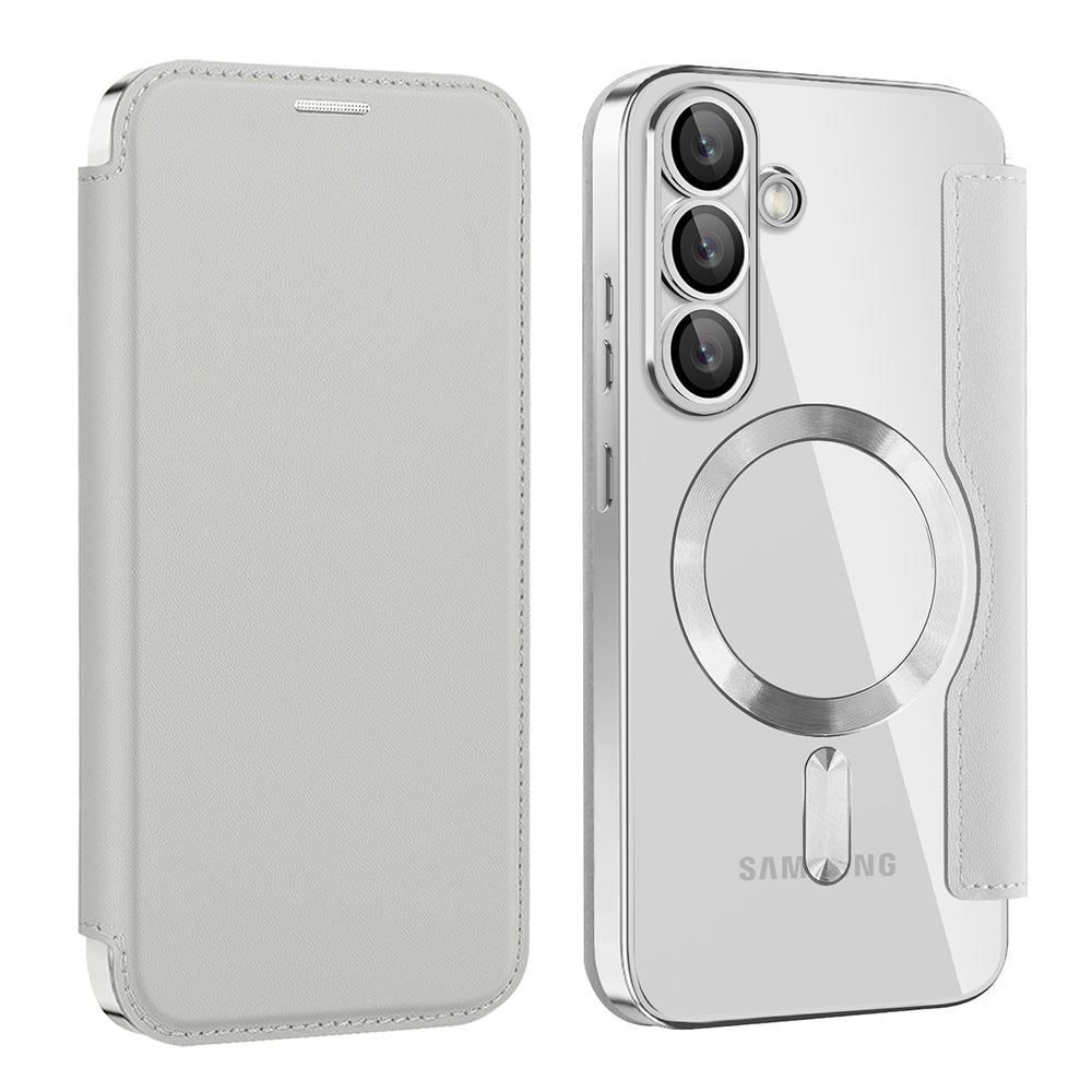 MagSafe Case for Samsung Galaxy S25 S931, Techsuit, SmartMag Book, Gray