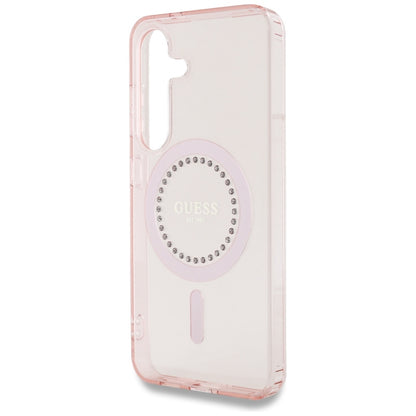 MagSafe Case for Samsung Galaxy S25 S931, Guess, IML Rhinestone, Pink
