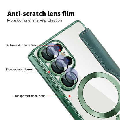 MagSafe Case for Samsung Galaxy S25 Ultra S938, Techsuit, SmartMag Book, Green