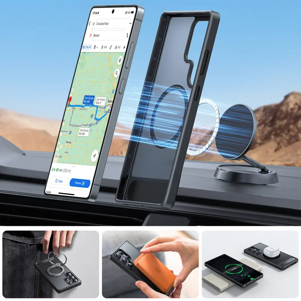 MagSafe Case for Samsung Galaxy S25 Ultra S938, Torras, Pstand, Black