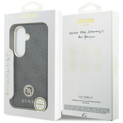 MagSafe Case for Samsung Galaxy S26 Plus S947, Guess, 4G Rhinestone Round Logo, Black