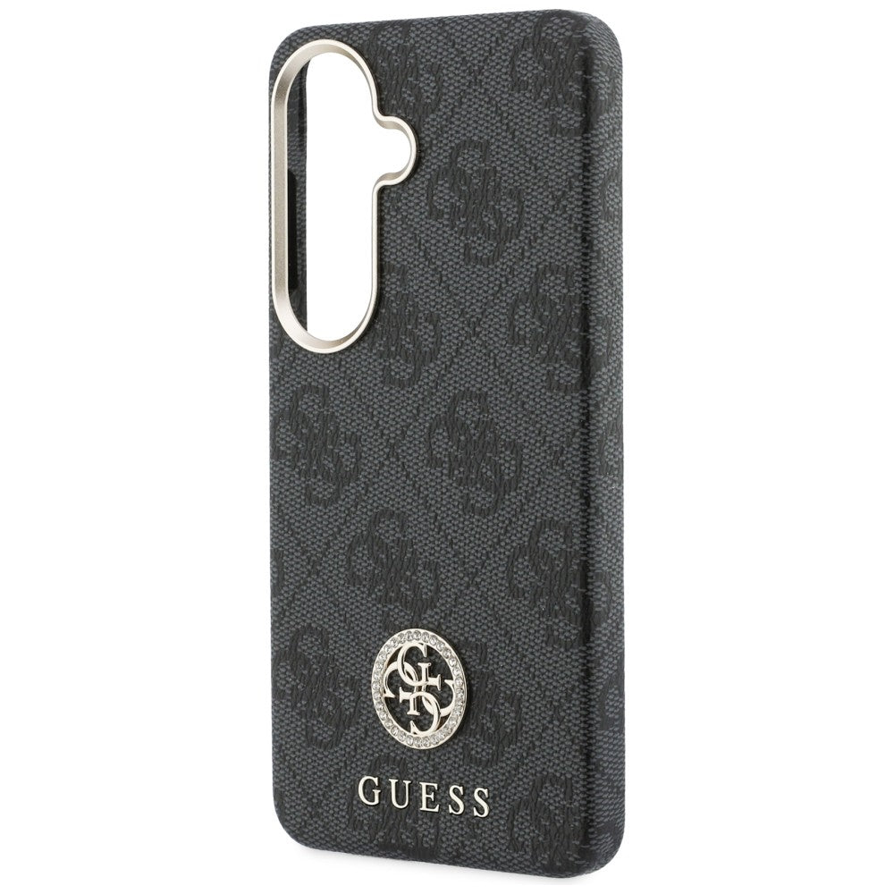 MagSafe Case for Samsung Galaxy S26 Plus S947, Guess, 4G Rhinestone Round Logo, Black