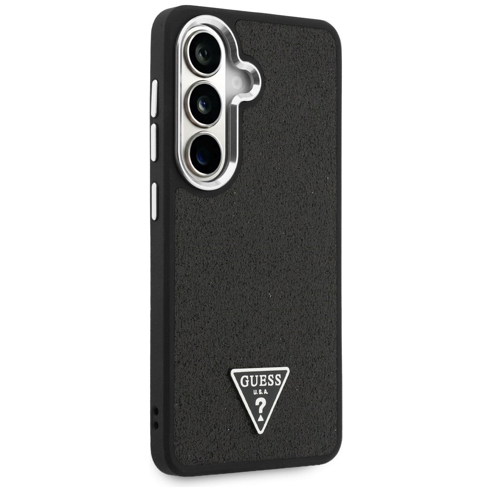 MagSafe Case for Samsung Galaxy S26 Plus S947, Guess, Fixed Glitter Triangle Logo, Black
