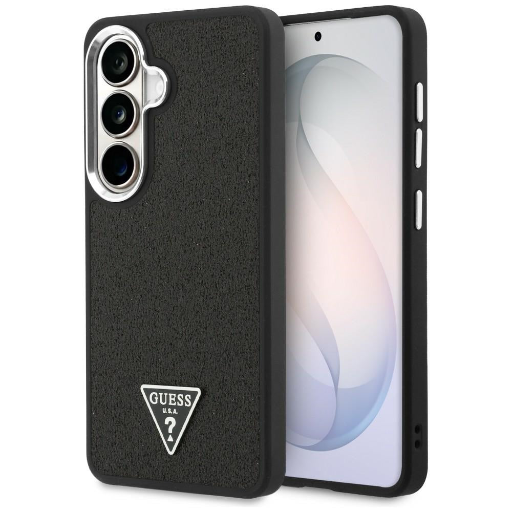 MagSafe Case for Samsung Galaxy S26 Plus S947, Guess, Fixed Glitter Triangle Logo, Black