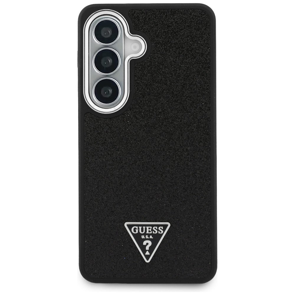 MagSafe Case for Samsung Galaxy S26 Plus S947, Guess, Fixed Glitter Triangle Logo, Black
