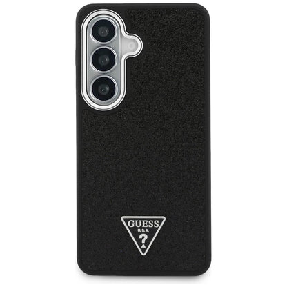 MagSafe Case for Samsung Galaxy S26 Plus S947, Guess, Fixed Glitter Triangle Logo, Black
