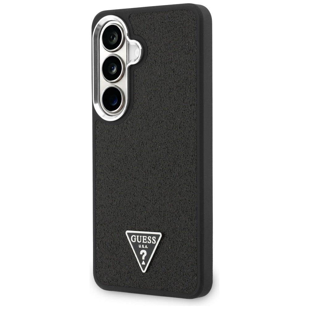 MagSafe Case for Samsung Galaxy S26 Plus S947, Guess, Fixed Glitter Triangle Logo, Black