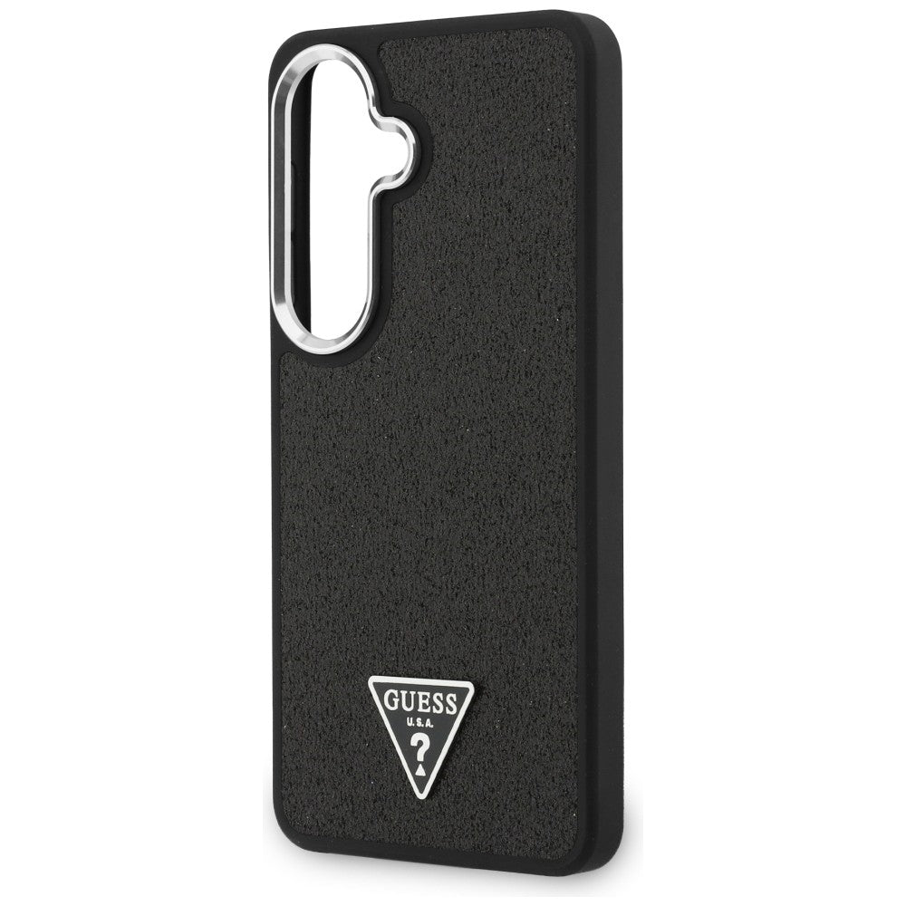 MagSafe Case for Samsung Galaxy S26 Plus S947, Guess, Fixed Glitter Triangle Logo, Black