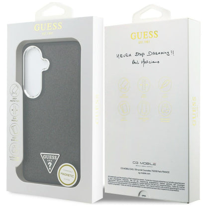 MagSafe Case for Samsung Galaxy S26 Plus S947, Guess, Fixed Glitter Triangle Logo, Black