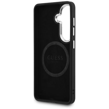 MagSafe Case for Samsung Galaxy S26 Plus S947, Guess, Fixed Glitter Triangle Logo, Black
