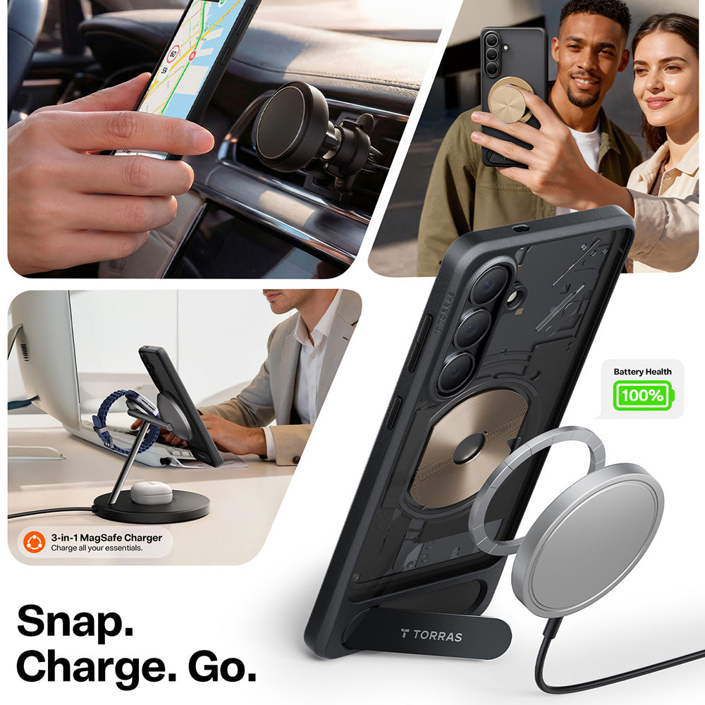 MagSafe Case for Samsung Galaxy S26 Plus S947, Torras, Pstand, Black