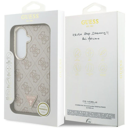 MagSafe Case for Samsung Galaxy S26 S942, Guess, 4G Triangle Logo, Pink