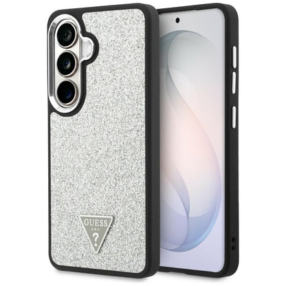 MagSafe Case for Samsung Galaxy S26 S942, Guess, Fixed Glitter Triangle Logo, Silver