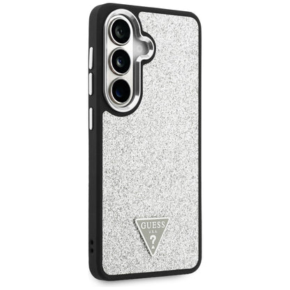 MagSafe Case for Samsung Galaxy S26 S942, Guess, Fixed Glitter Triangle Logo, Silver