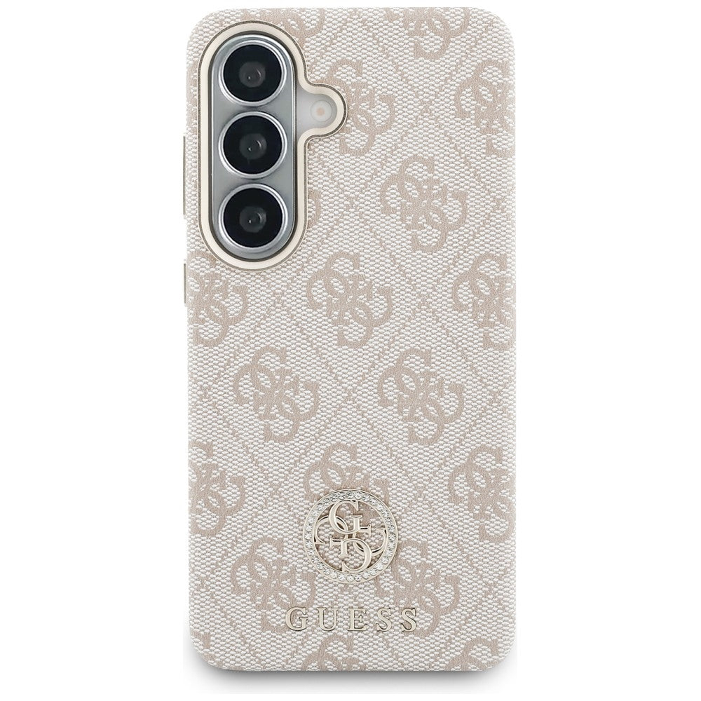 MagSafe Case for Samsung Galaxy S26 S942, Guess, Rhinestone Round Logo, Pink