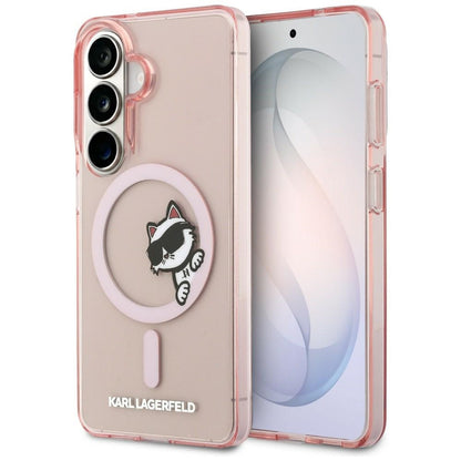 MagSafe Case for Samsung Galaxy S26 S942, Karl Lagerfeld, IML Choupette Peekaboo Logo, Pink