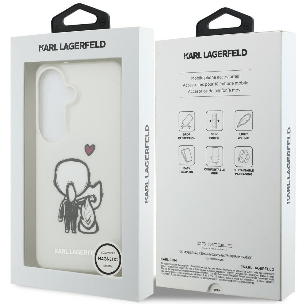 MagSafe Case for Samsung Galaxy S26 S942, Karl Lagerfeld, IML Karl & Choupette Back Logo, White