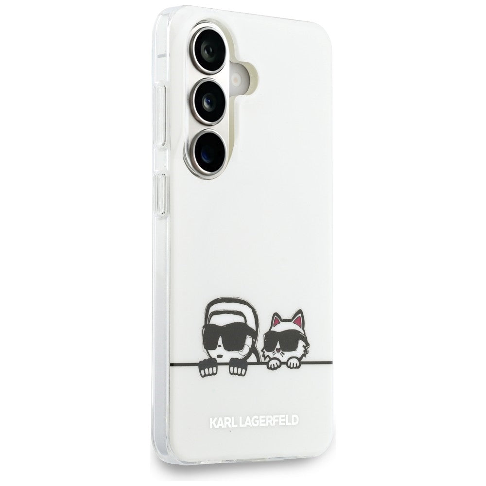 MagSafe Case for Samsung Galaxy S26 S942, Karl Lagerfeld, IML Karl & Choupette Peekaboo Logo, White