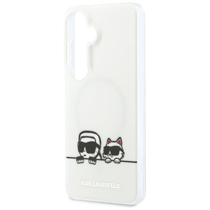 MagSafe Case for Samsung Galaxy S26 S942, Karl Lagerfeld, IML Karl & Choupette Peekaboo Logo, White