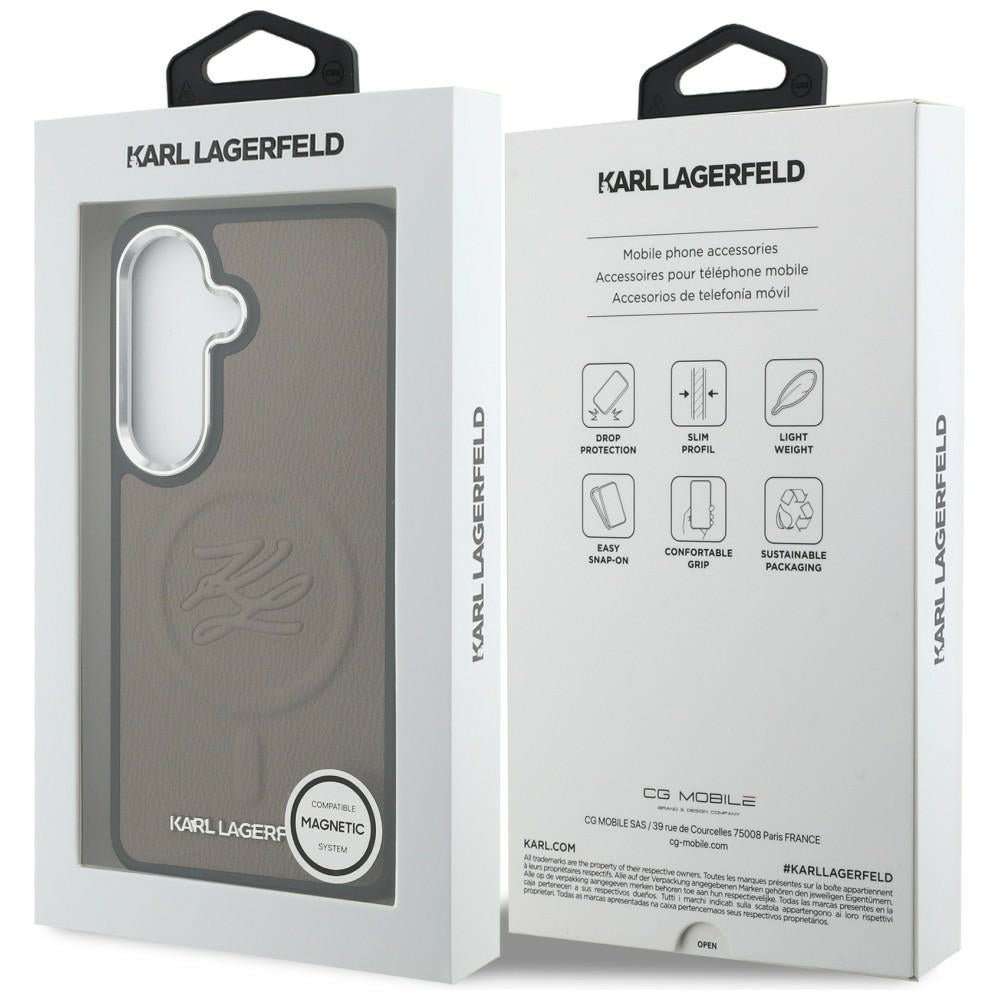 MagSafe Case for Samsung Galaxy S26 S942, Karl Lagerfeld, Initial Logo Debossed, Brown