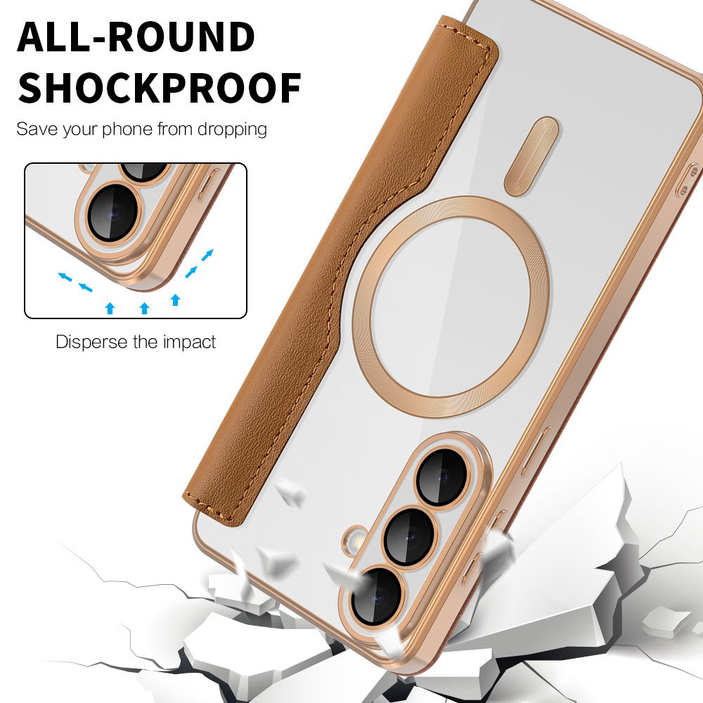 MagSafe Case for Samsung Galaxy S26 S942, Techsuit, SmartMag Book, Brown