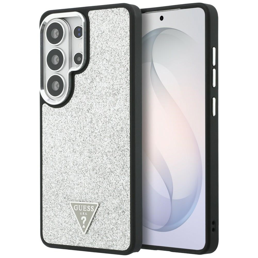 MagSafe Case for Samsung Galaxy S26 Ultra S948, Guess, Fixed Glitter Triangle Logo, Silver