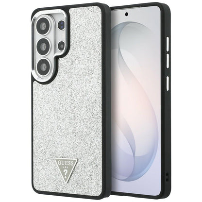 MagSafe Case for Samsung Galaxy S26 Ultra S948, Guess, Fixed Glitter Triangle Logo, Silver