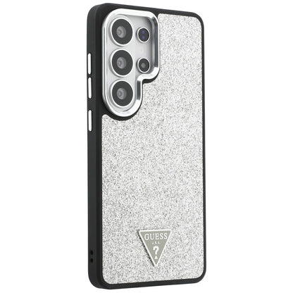 MagSafe Case for Samsung Galaxy S26 Ultra S948, Guess, Fixed Glitter Triangle Logo, Silver