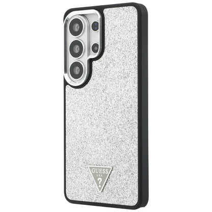 MagSafe Case for Samsung Galaxy S26 Ultra S948, Guess, Fixed Glitter Triangle Logo, Silver