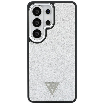MagSafe Case for Samsung Galaxy S26 Ultra S948, Guess, Fixed Glitter Triangle Logo, Silver
