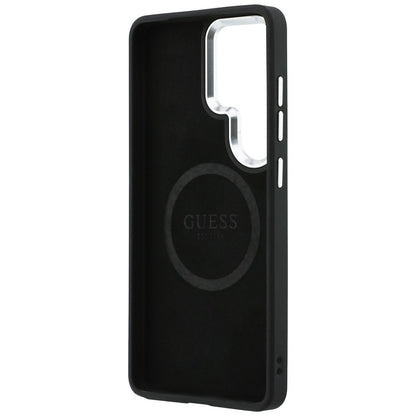 MagSafe Case for Samsung Galaxy S26 Ultra S948, Guess, Fixed Glitter Triangle Logo, Silver