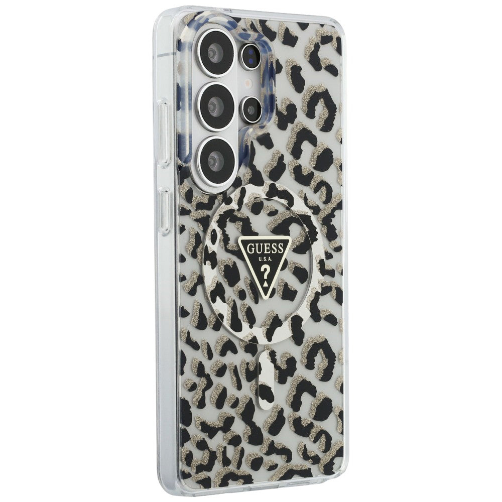 MagSafe Case for Samsung Galaxy S26 Ultra S948, Guess, IML Leopard Pattern, Black