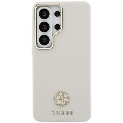 MagSafe Case for Samsung Galaxy S26 Ultra S948, Guess, Rhinestone Round Logo, Beige