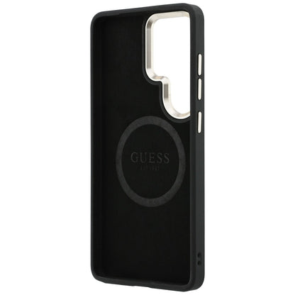 MagSafe Case for Samsung Galaxy S26 Ultra S948, GUESS, Saffiano Peony Embossed Ring, Black