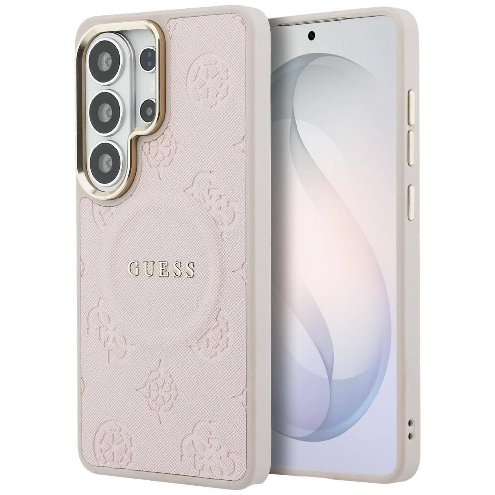 MagSafe Case for Samsung Galaxy S26 Ultra S948, Guess, Saffiano Peony Embossed Ring, Pink