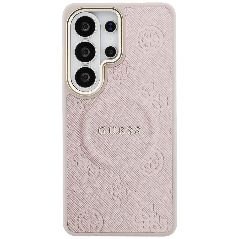 MagSafe Case for Samsung Galaxy S26 Ultra S948, Guess, Saffiano Peony Embossed Ring, Pink