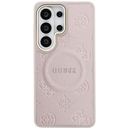 MagSafe Case for Samsung Galaxy S26 Ultra S948, Guess, Saffiano Peony Embossed Ring, Pink
