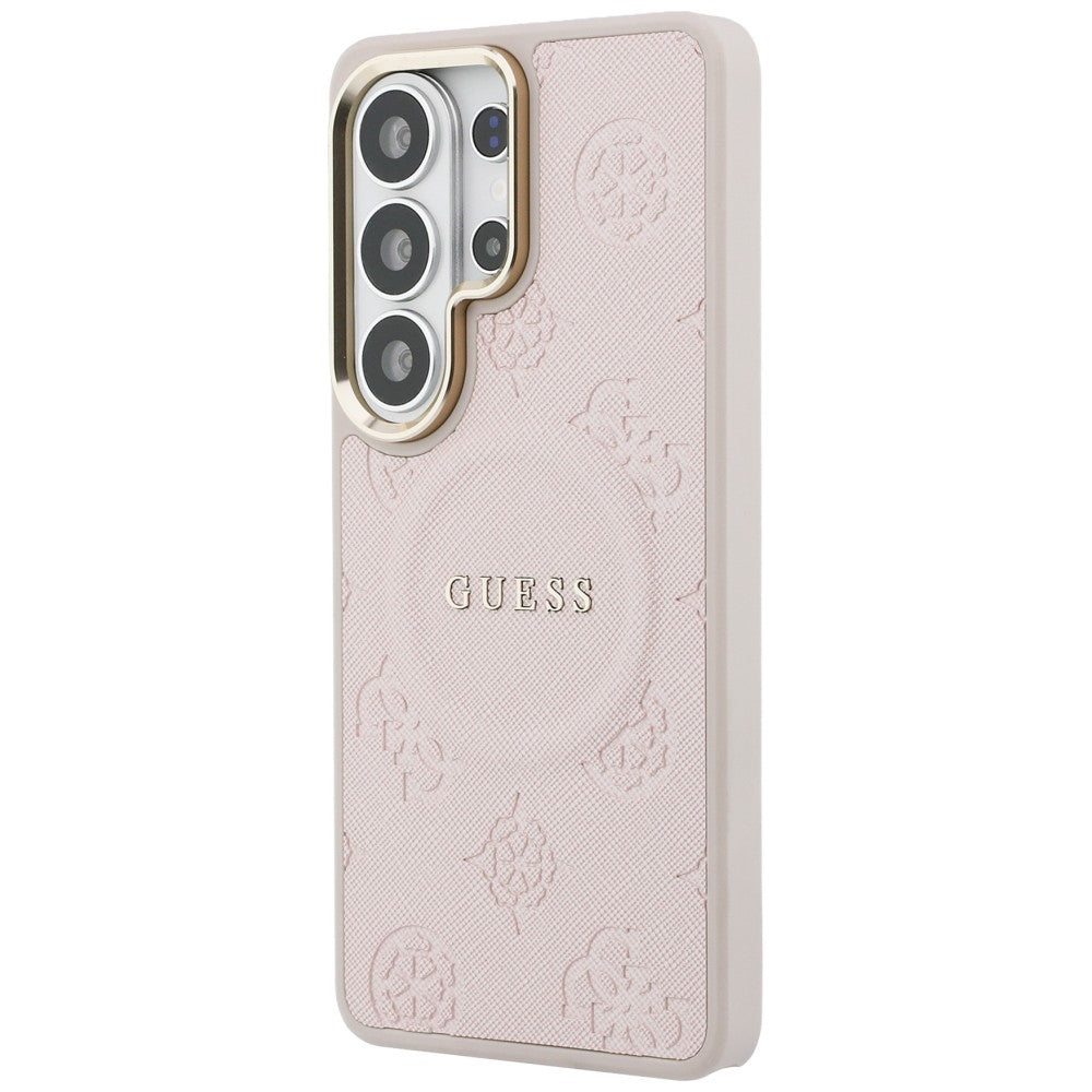 MagSafe Case for Samsung Galaxy S26 Ultra S948, Guess, Saffiano Peony Embossed Ring, Pink