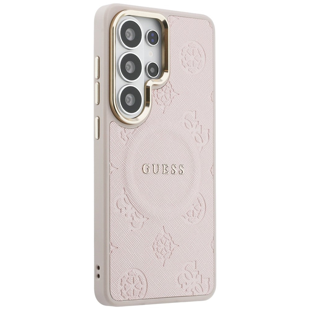 MagSafe Case for Samsung Galaxy S26 Ultra S948, Guess, Saffiano Peony Embossed Ring, Pink