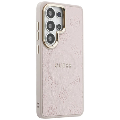 MagSafe Case for Samsung Galaxy S26 Ultra S948, Guess, Saffiano Peony Embossed Ring, Pink