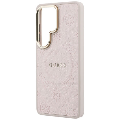 MagSafe Case for Samsung Galaxy S26 Ultra S948, Guess, Saffiano Peony Embossed Ring, Pink